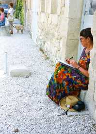 Dianne Roth sketching 
at Abbe de Senanque in Southern France. 
